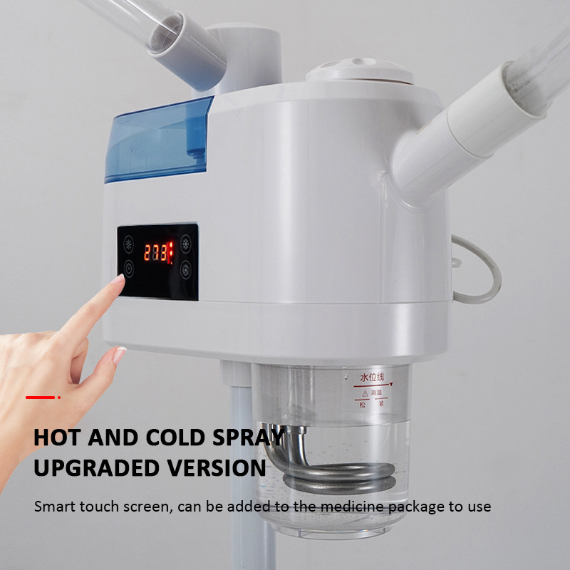 2 in 1 Thermal Medical Hot And Cold Spray with LCD Display Ring Light For Salon Sauna Vapor Ozone Vaporizer Facial Steamer