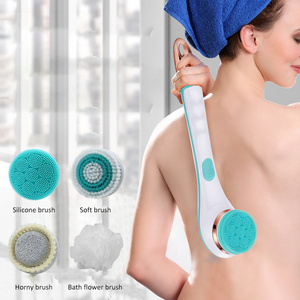 4 in 1 Long Handle Body Back Scrubber Rechargeable Silicon Bath Shower Exfoliating Cellulite Silicone Brush