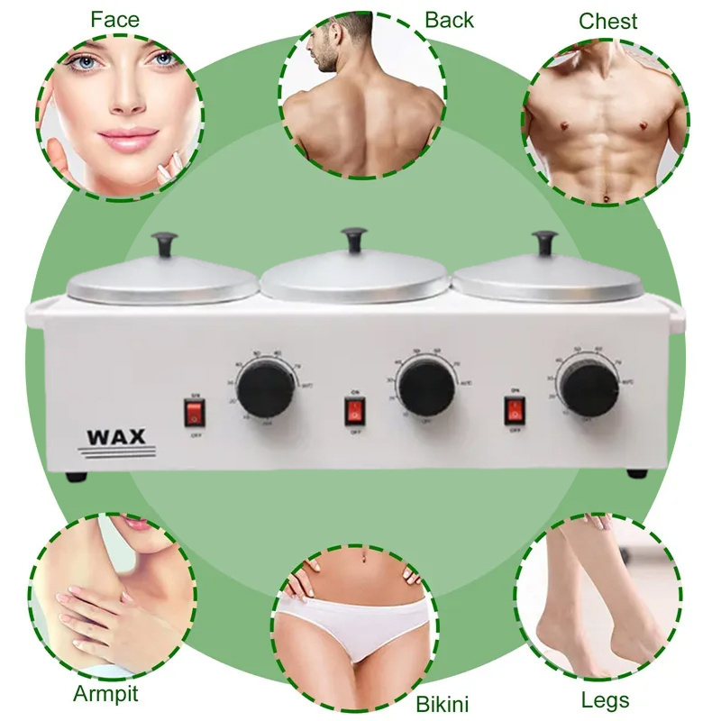 1500ml 3 In 1 High-end Triple Pots Warmer Machine Professional Hair Removal Paraffin Wax Heater Roller