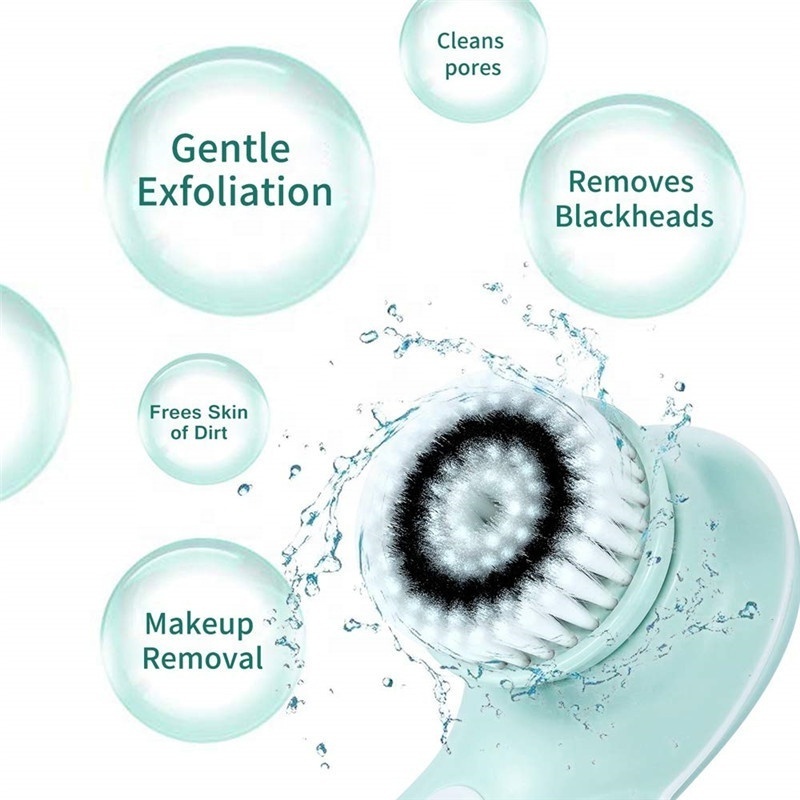 Electric USB Rechargeable Cepillo Face Facial Brush 3 Brush Heads Rotating Waterproof Cleansing Exfoliator Brush Set