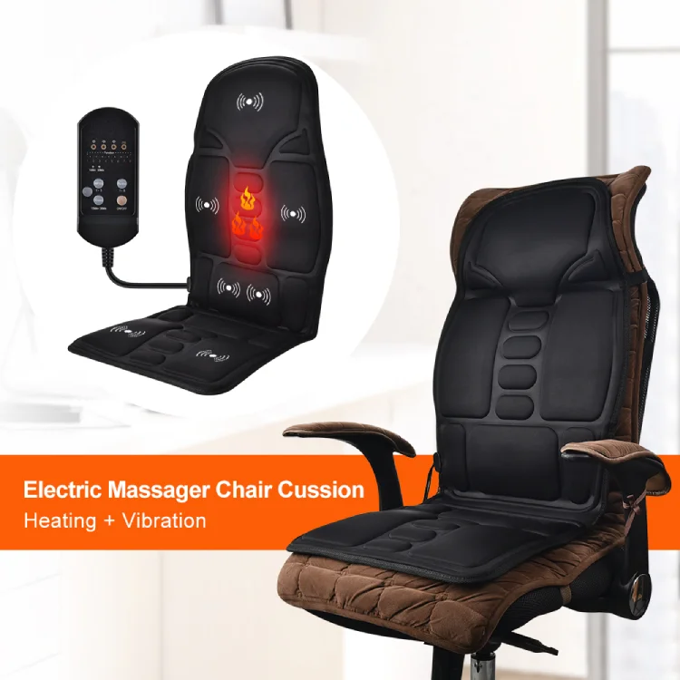 24W Electric Heating Vibration Waist Massage Seat Back Full Body Car Massager Chair Cushion For Back Pain Relief Relaxing