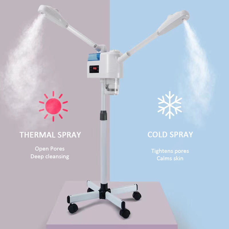 2 in 1 Thermal Medical Hot And Cold Spray with LCD Display Ring Light For Salon Sauna Vapor Ozone Vaporizer Facial Steamer