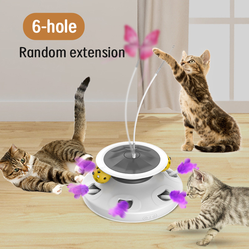 Cat toys self-hilarious deboredom artifact electric smart cat teasing toy turntable butterfly cat teasing stick