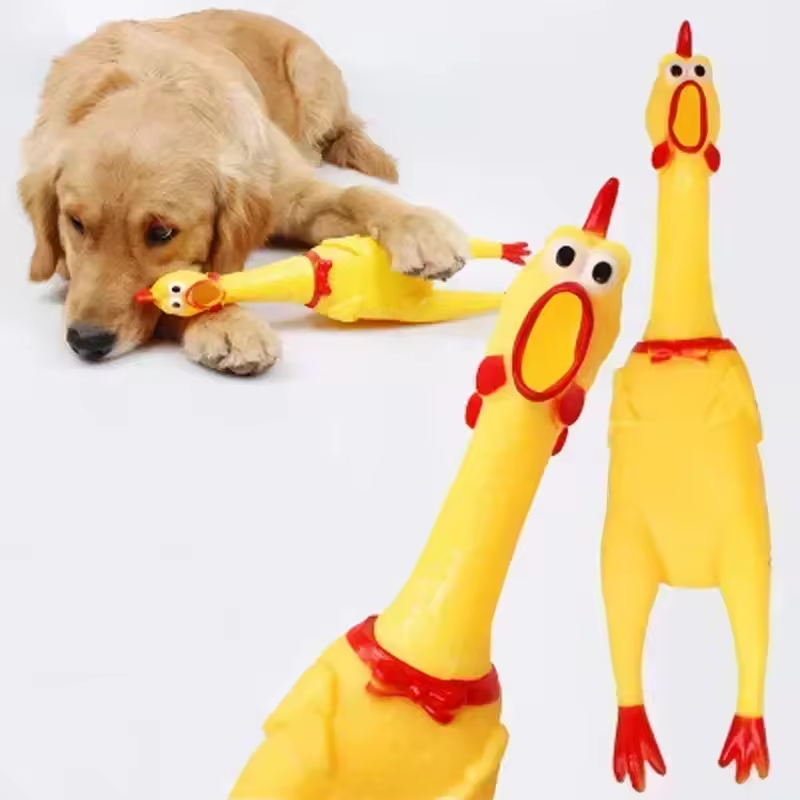 Pet chew Toys Rooster Attract Puppy Squeak Screaming Rubber Chicken Pet Toys