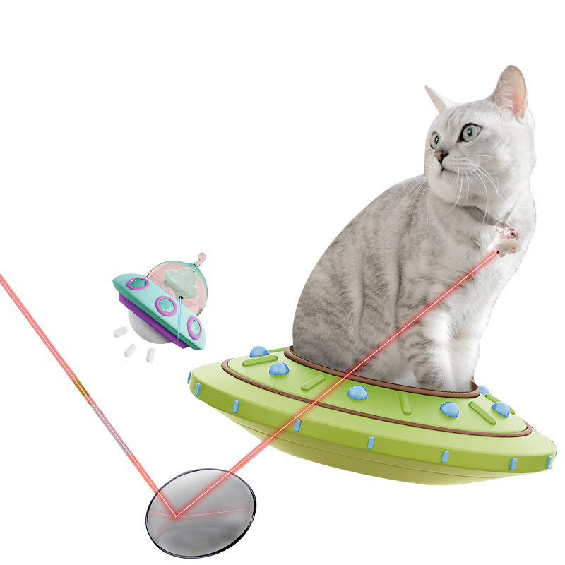 Pet Collar Self Hi Laser Teasing Cat Toy UFO Spaceship Rechargeable Infrared Pet Toy