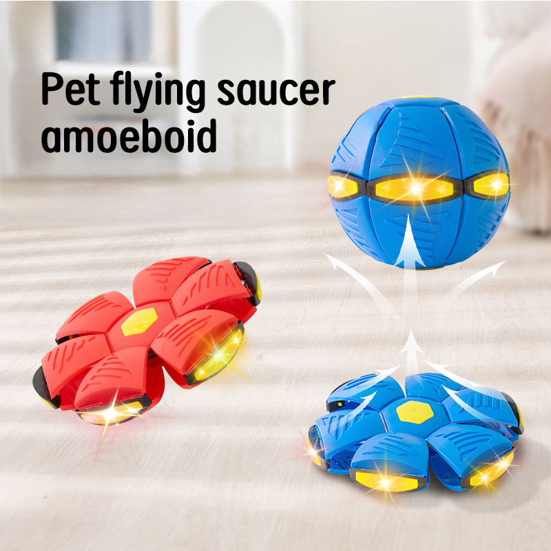 Interactive Dog Accessories Outdoor Sports Chew Pet Dog Toys Flying UFO Magic Balls Decompres Saucer Ball doggy disc ball