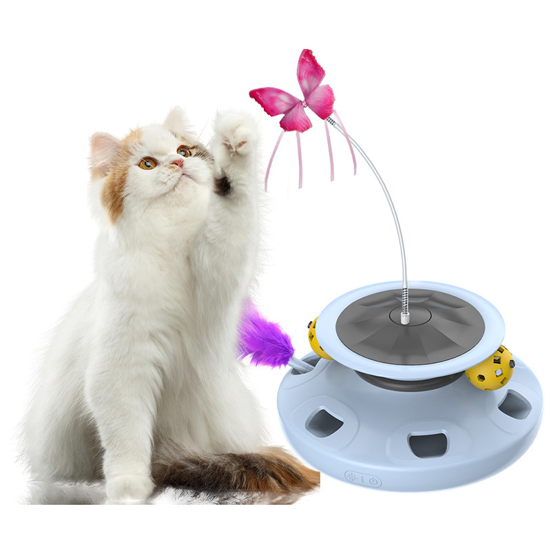 Cat toys self-hilarious deboredom artifact electric smart cat teasing toy turntable butterfly cat teasing stick