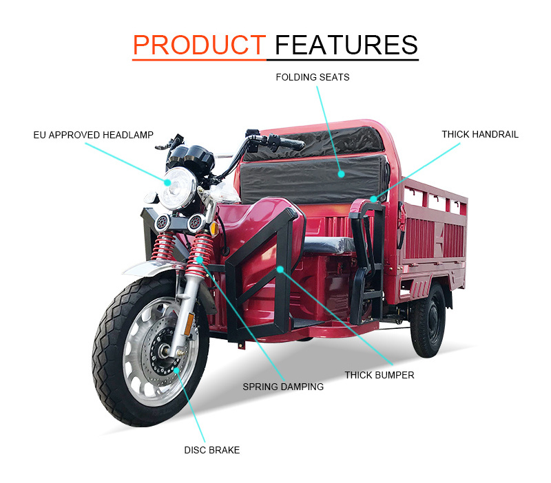 EEC Certificate Electric Tricycle Most Popular Electric Cargo Tricycle 1500 W Motor Electric Cargo Rickshaw with Heavy Loading