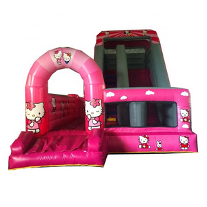 Hello party rental inflatable kitty slide with bouncy castle for girls, Inflatable bouncy slide combo for party