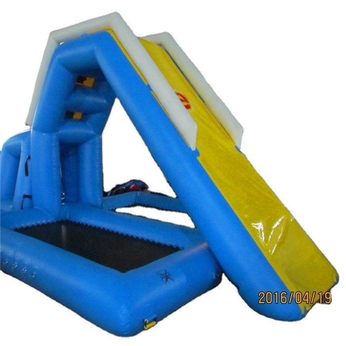 Dock inflatable pontoon boat slide with ramp inflatable water slide with trampoline