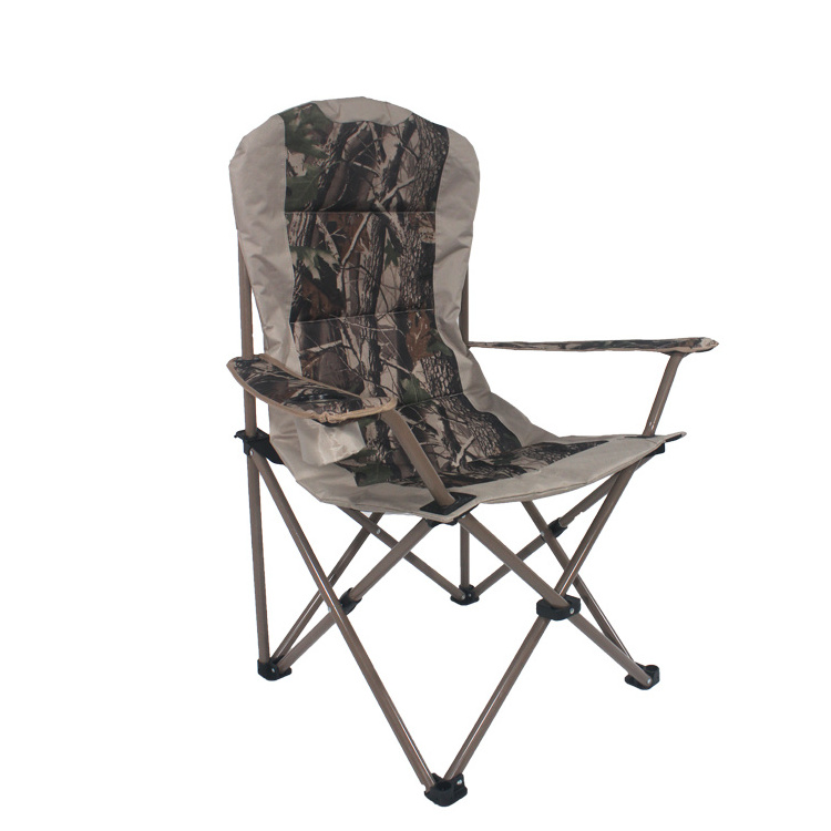 Fishing Arm Chair Camping with Cup Holder Padded Portable Lightweight Folding Garden Chair Outdoor Furniture Metal Steel Tube