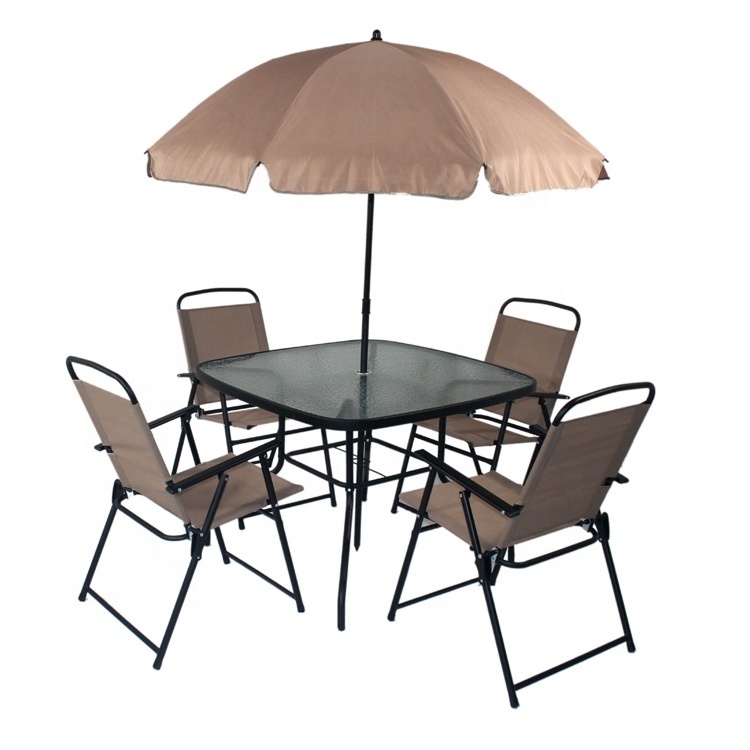 Leisure 6pcs Outdoor Ways Patio Luxury Metal Modern Balcony Dinning Garden Furniture Sets with umbrella