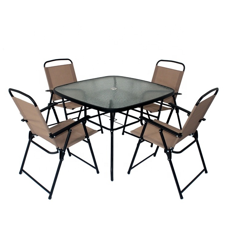 Leisure 6pcs Outdoor Ways Patio Luxury Metal Modern Balcony Dinning Garden Furniture Sets with umbrella