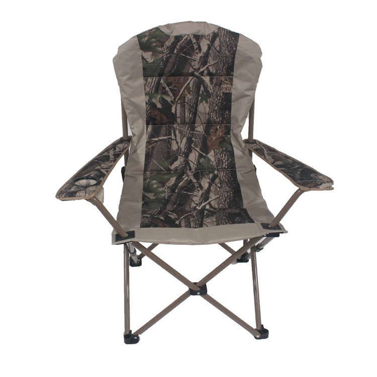 Fishing Arm Chair Camping with Cup Holder Padded Portable Lightweight Folding Garden Chair Outdoor Furniture Metal Steel Tube