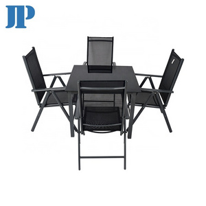 hot selling square  Patio Garden Aluminium folding Furniture 5PC Outdoor Folding Dining Table and Chair Sets