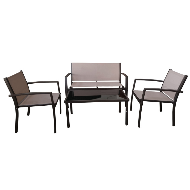 4pieces Small Modern Metal Outdoor Patio Bistro lawn Garden Conversation sets with Tea Table