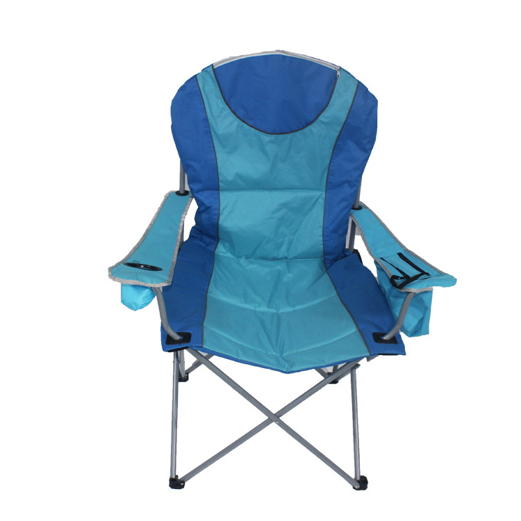 Fishing Arm Chair Camping with Cup Holder Padded Portable Lightweight Folding Garden Chair Outdoor Furniture Metal Steel Tube