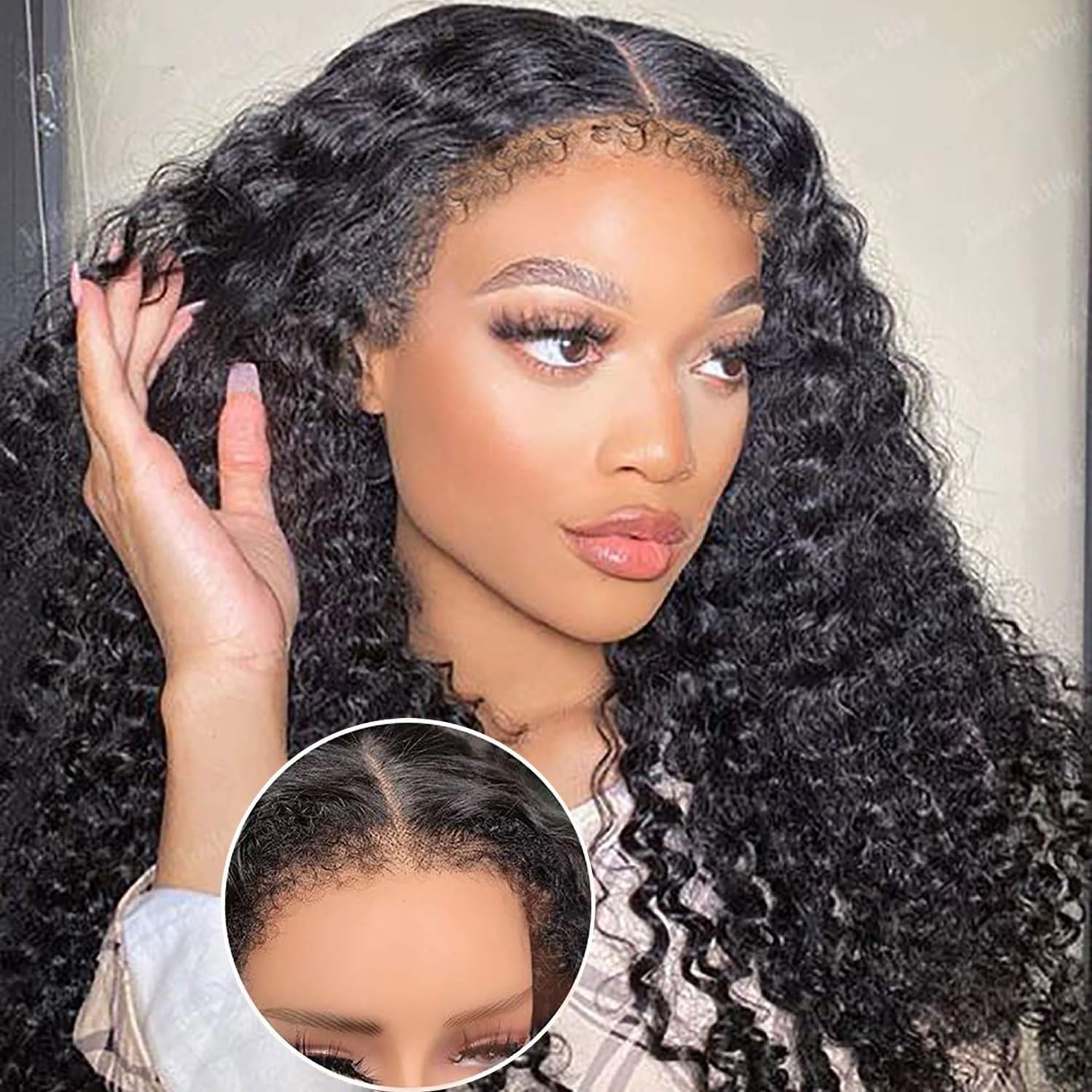 Ready To Ship Kinky Curly Human Hair Hd Full Lace Frontal Wig 40 Inch Human Hair Full Lace Front Wig  Raw Indian Temple Hair