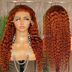 Wholesales Lace Front Wig Orange Human Hair Wigs 350# Deep Wave 180 Density Water Wave Lace Frontal Wig With Baby Hair For Women