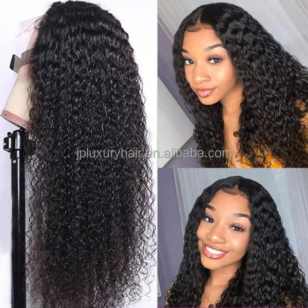 Ready To Ship Kinky Curly Human Hair Hd Full Lace Frontal Wig 40 Inch Human Hair Full Lace Front Wig  Raw Indian Temple Hair