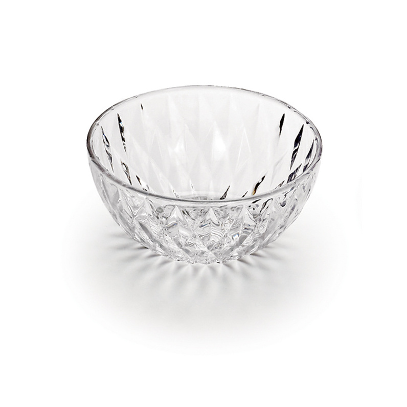 5/6.5/8/9 inch Seafood Serving Bowl Diamond Cut Plastic Mixing Bowl Plastic Transparent Salad Bowl