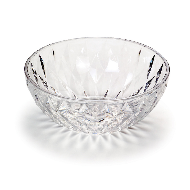 5/6.5/8/9 inch Seafood Serving Bowl Diamond Cut Plastic Mixing Bowl Plastic Transparent Salad Bowl