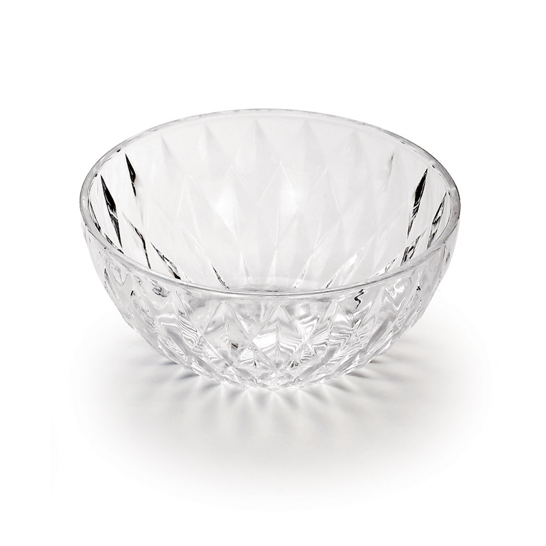 5/6.5/8/9 inch Seafood Serving Bowl Diamond Cut Plastic Mixing Bowl Plastic Transparent Salad Bowl