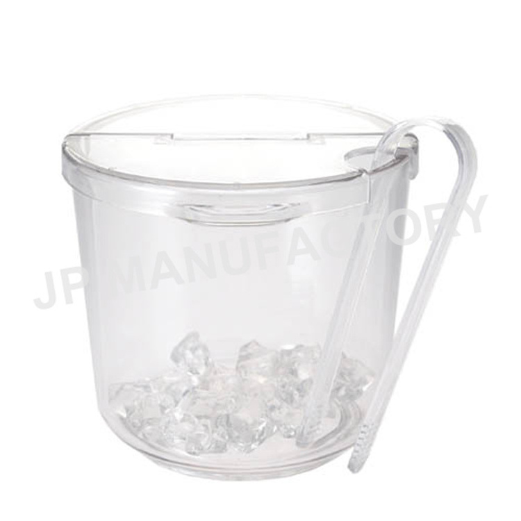 Crystal clear polycarbonate plastic ice bucket with lid