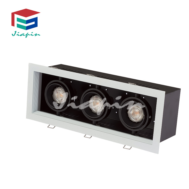 Hot Sale Three Head Glare Free Grille Black Frame GU10 MR16 Light Housing and Square Recessed LED Downlight Fixture