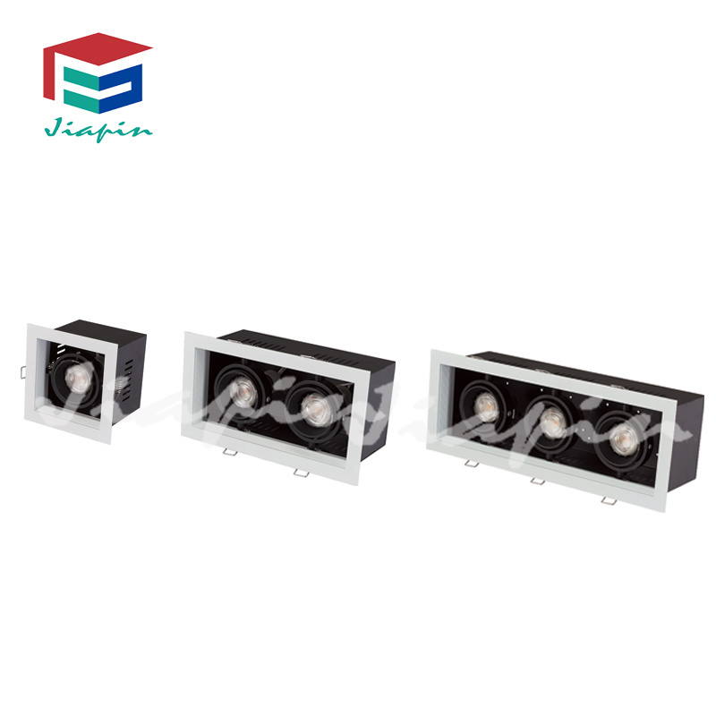 Hot Sale Three Head Glare Free Grille Black Frame GU10 MR16 Light Housing and Square Recessed LED Downlight Fixture