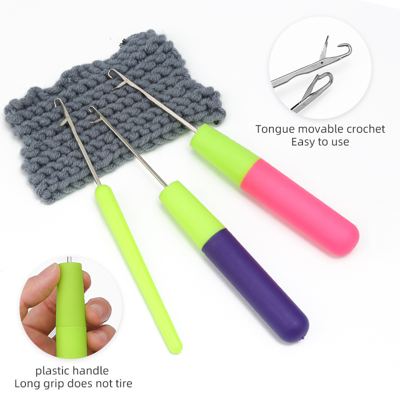 JP Crochet Latch Hook Wig Making Tools Plastic Handle Knitting Tool Hair Needles Crochet Hook With Tongue