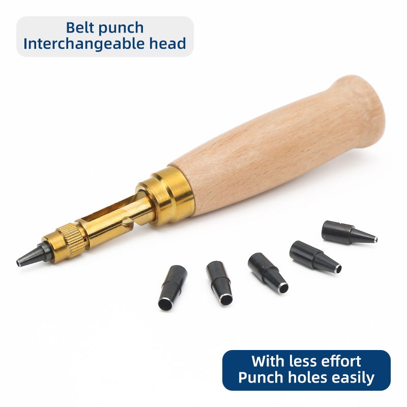 JP Automatic Punch Screw Replaceable Multi-head Belt  Rotary Leather Punching Craft Tools