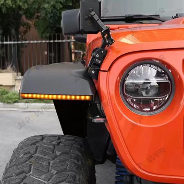 Aluminum JL Fender Flares W/ sequential DRL Plastic Vent for Jeep Wrangler 2018 2019 2021 2022