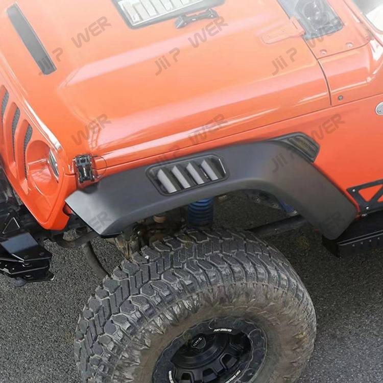 Aluminum JL Fender Flares W/ sequential DRL Plastic Vent for Jeep Wrangler 2018 2019 2021 2022