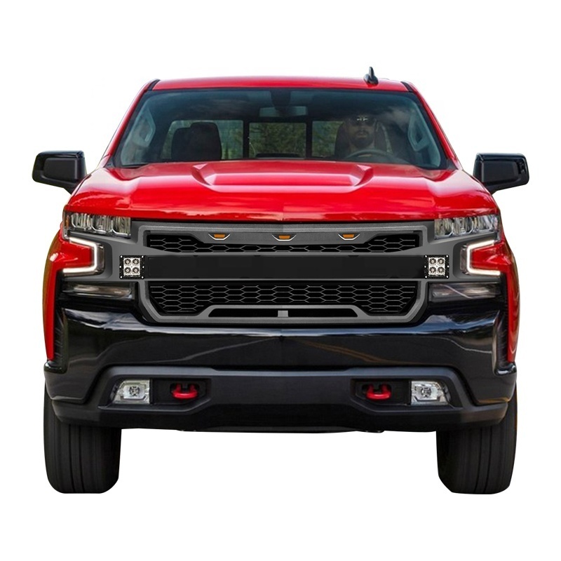 Front Car Mesh ABS Grill  with LED lights For Chevy Silverado 1500 2019+