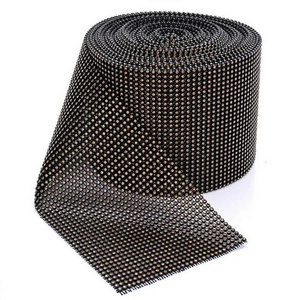 Wholesale Sparking Elastic Rhinestones 18 Rows or 24 Rows Mesh for Bags and Dress Decoration in Black and White