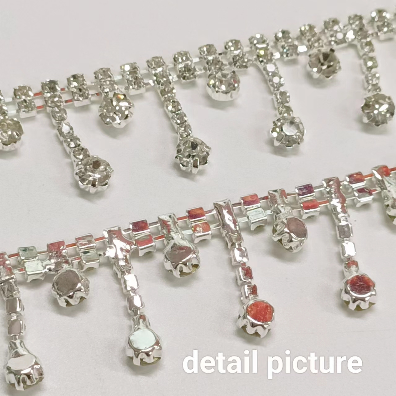 Super Shiny Rhinestone and Beads Cup Chain Trimming Crystal Color for DIY Garment Accessories and Bag Decoration Wholesale