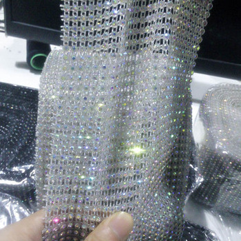 Wholesale Sparking Elastic Rhinestones 18 Rows or 24 Rows Mesh for Bags and Dress Decoration in Black and White