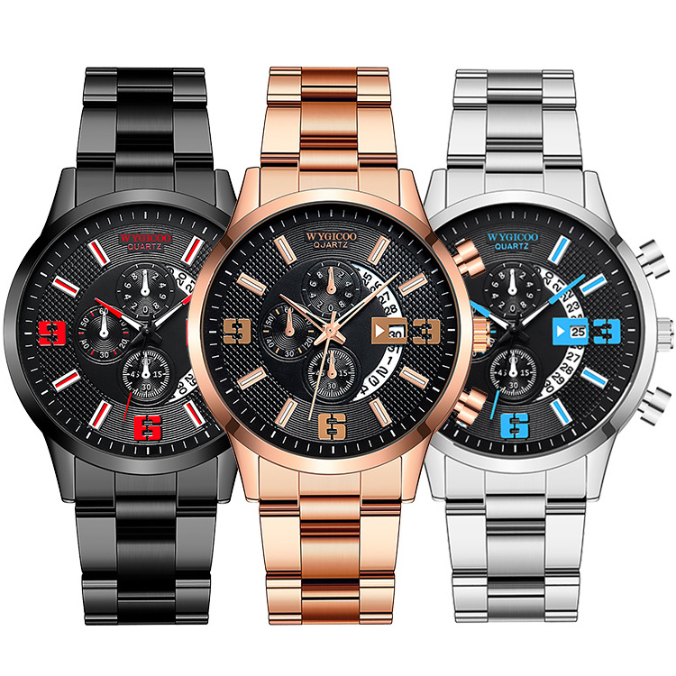 WYGICOO Custom OEM Waterproof Private Label Brand Stainless Steel Men Watch Erkek Kol Saat Relo Relojes 2022