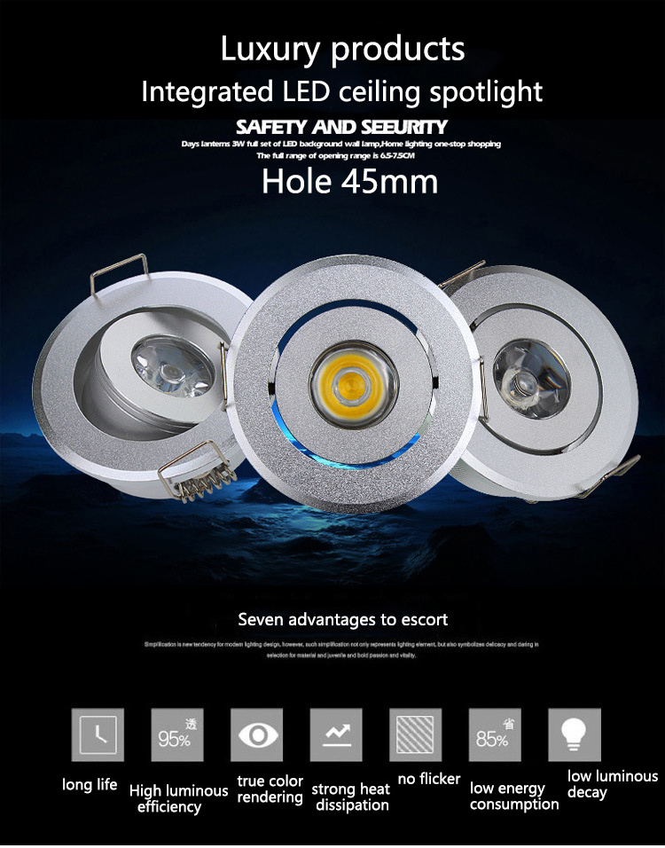 Wholesale Recessed Downlight 1W 2W 3W Mini LED Ceiling Spotlight