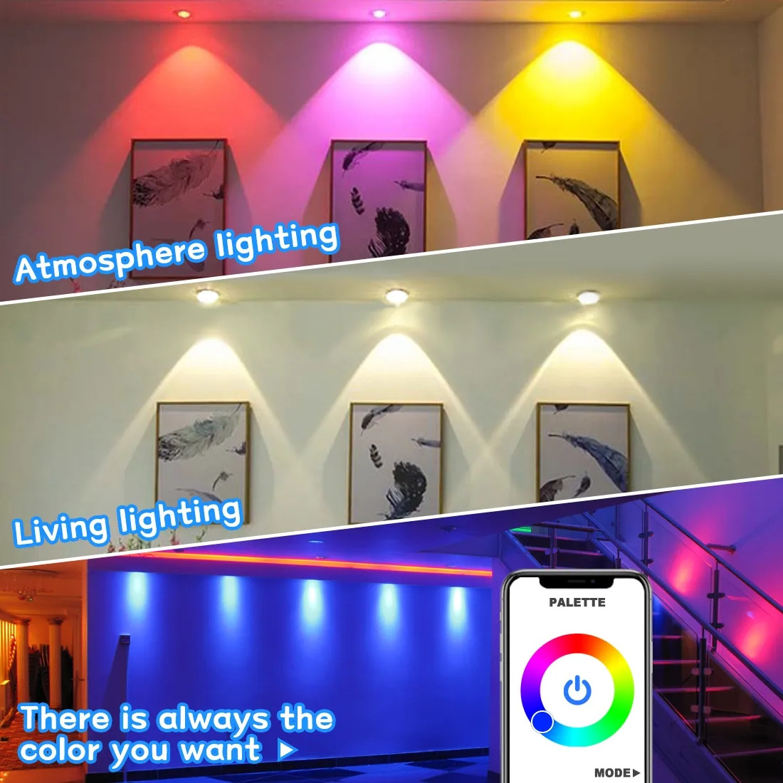 Bluetooth-Compatible Colorful Spot LED Ceiling Lamp Recessed Round Light Smart Home Luminaire RGB Dimmable Downlight 110V 220V