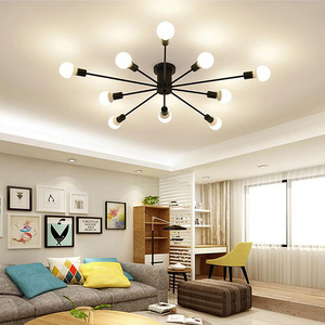 Retro Black/White Vintage Spider Chandelier for Living Room Bedroom Modern E27 Bulb Ceiling Lamp Light