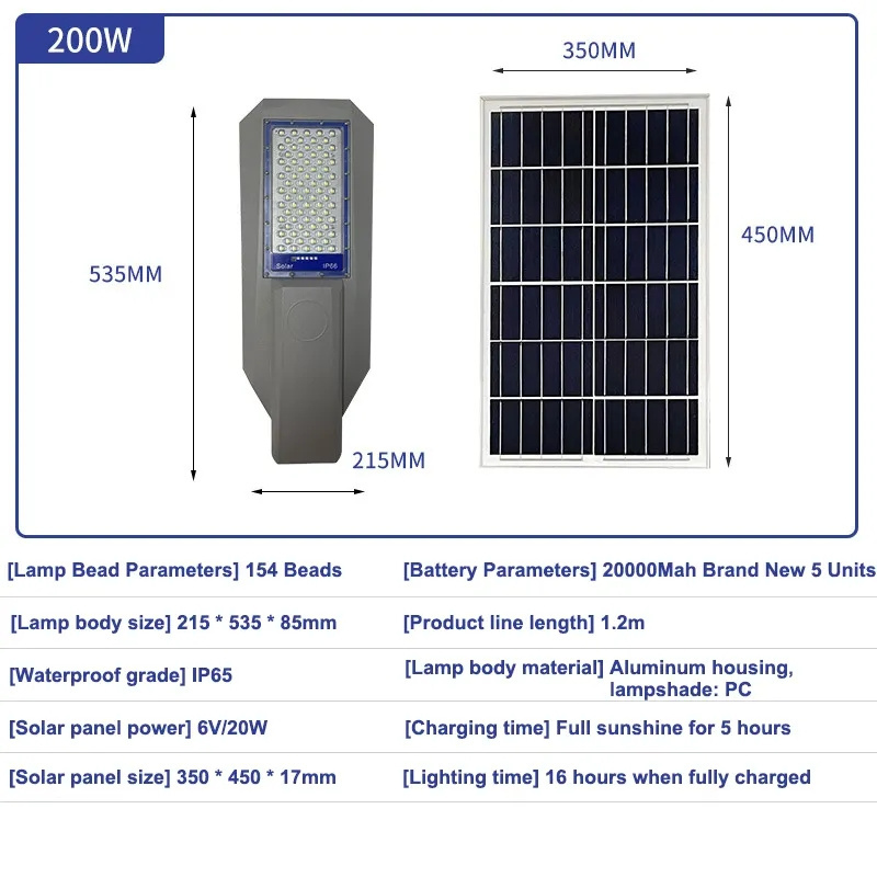 Waterproof Soler Energy Power Light Panel 80W 300W 500W 1000W Solar Lights Outdoor Led Solar Street Light