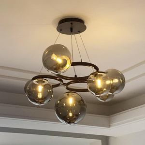 Nordic Design Art LED Chandelier 110V 220V Dimmable G4 Bulb Brass Gold Creative Glass Ball Pendant Light For Living Room