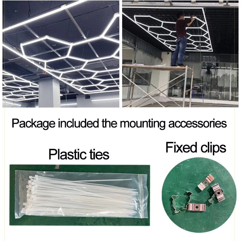 Jpungsun Customization Wholesale Honeycomb Light 110V AC Car Detailing Ceiling Light PC 2-pin Store Garage Hexagonal LED Light