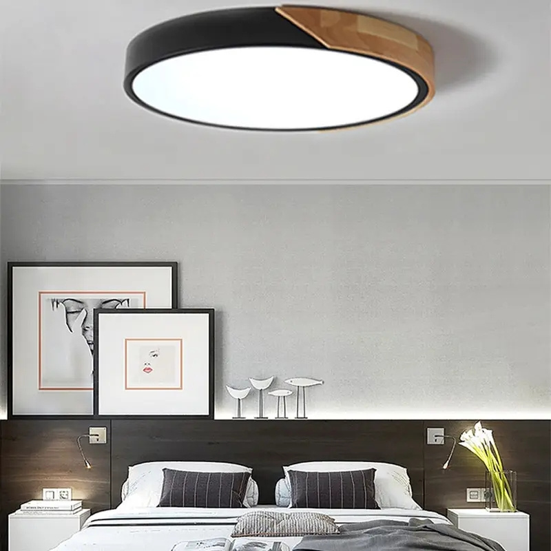 Led Drum Flush Mount Dimmable Remote Control Round Led Ceiling Lamp