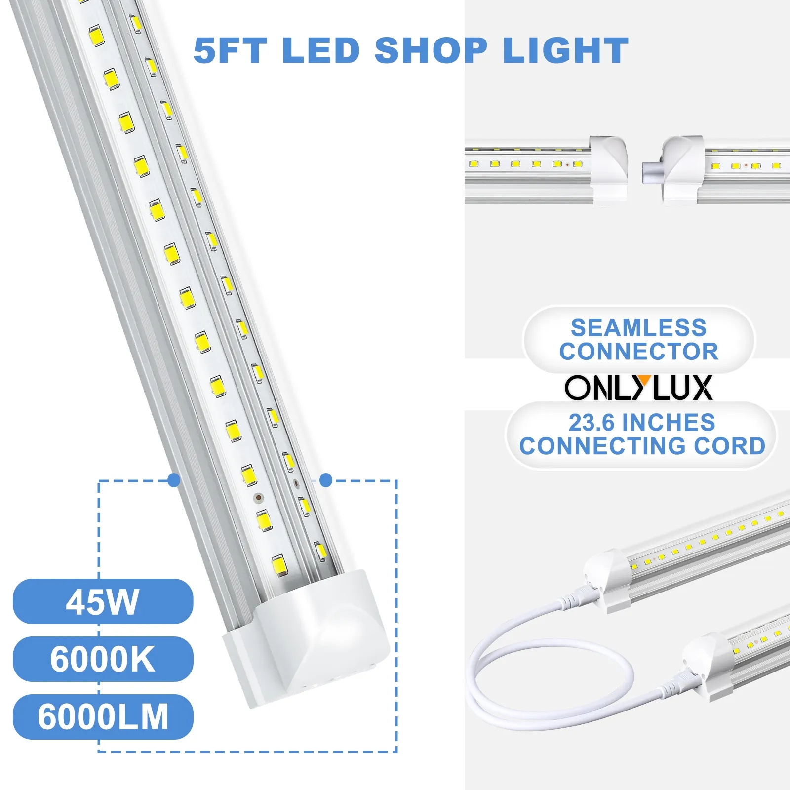 V-Shaped Aluminum 50W 100W 4FT 8FT 4 8 Foot T8 Integrated Led Tube Light Fixture