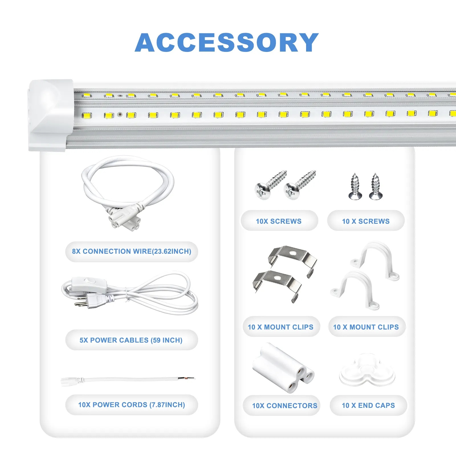 V-Shaped Aluminum 50W 100W 4FT 8FT 4 8 Foot T8 Integrated Led Tube Light Fixture