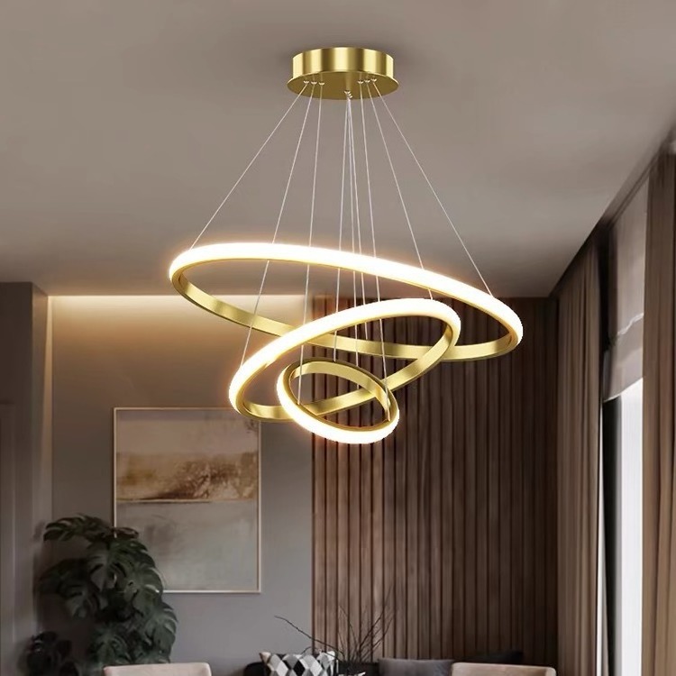 Jpungsun Modern Hotel Circle Line Pendant Lighting New Design Living Room Luxury Round 3 Ring Chandeliers Pendant Lights