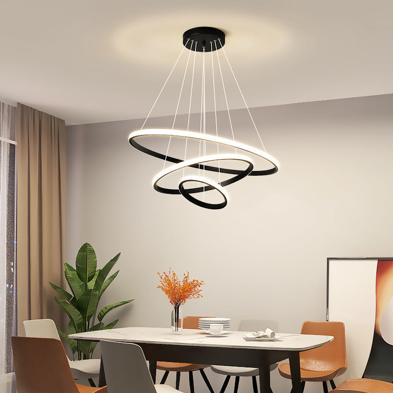 Jpungsun Modern Hotel Circle Line Pendant Lighting New Design Living Room Luxury Round 3 Ring Chandeliers Pendant Lights